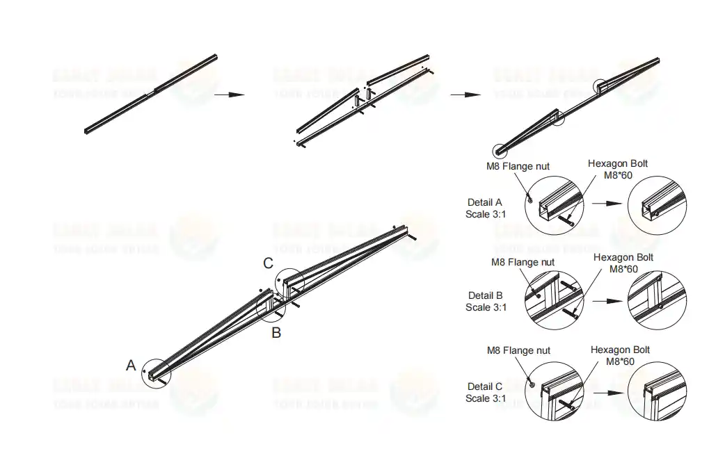 Concrete Flat Roof Ballast Solar Mounting System